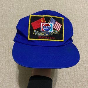 vintage pepsi goodwill games 1990 seattle blue snapback hat cap